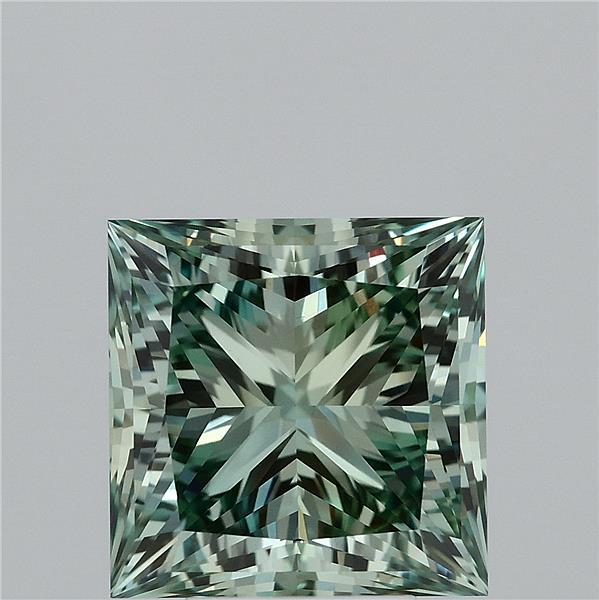 5.79ct Princess FANCY VIVID GREEN VVS2 Lab Created Diamond