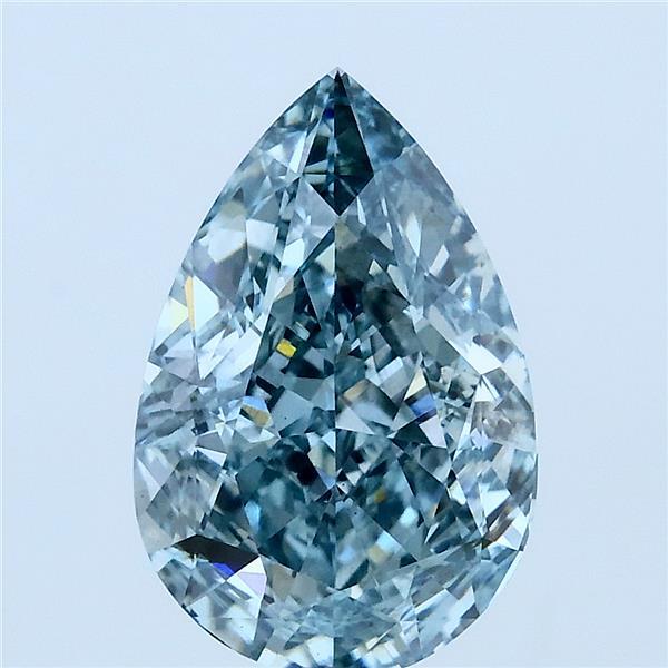 3.01ct Pear FANCY INTENSE GREEN BLUE VS2 Lab Created Diamond