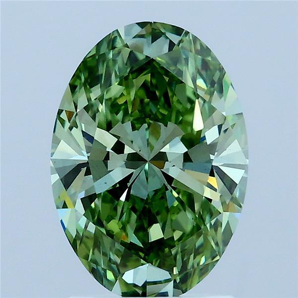 1.91ct Oval FANCY VIVID GREEN VS1 Lab Created Diamond