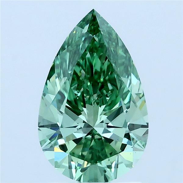1.5ct Pear FANCY VIVID GREEN VS1 Lab Created Diamond