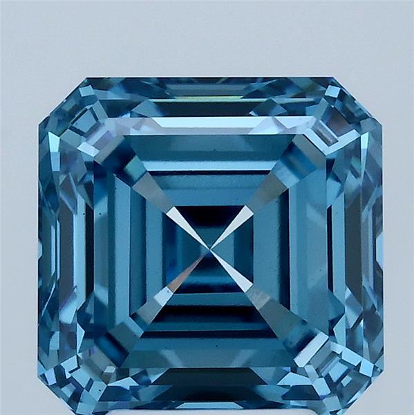 4.02ct Asscher FANCY VIVID BLUE VS1 Lab Created Diamond