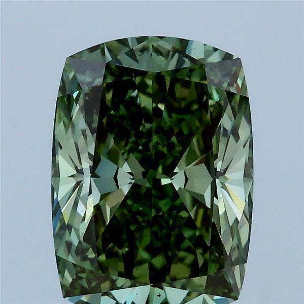 3.03ct Cushion FANCY VIVID GREEN VS2 Lab Created Diamond