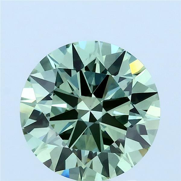 2ct Round FANCY VIVID GREEN VS1 Lab Created Diamond