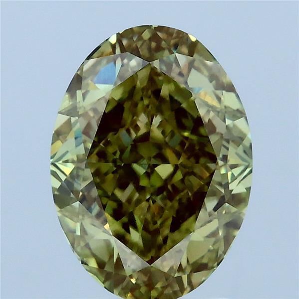 3.15ct Oval FANCY INTENSE YELLOWISH GREEN VS1 Lab Created Diamond