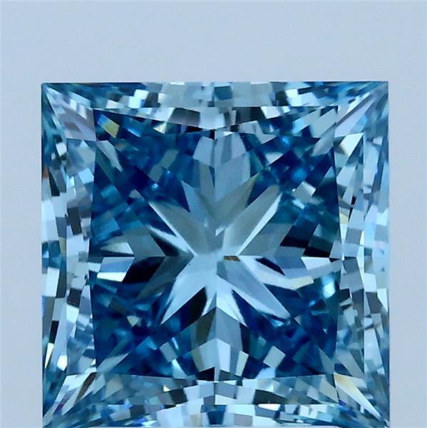3ct Princess FANCY VIVID BLUE VS1 Lab Created Diamond