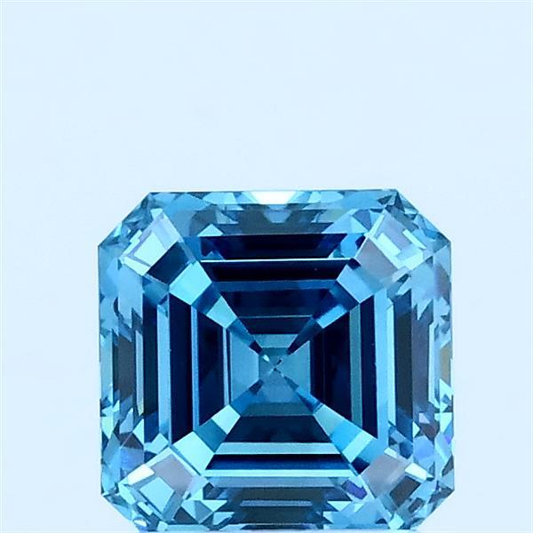1.02ct Asscher FANCY VIVID BLUE VVS2 Lab Created Diamond