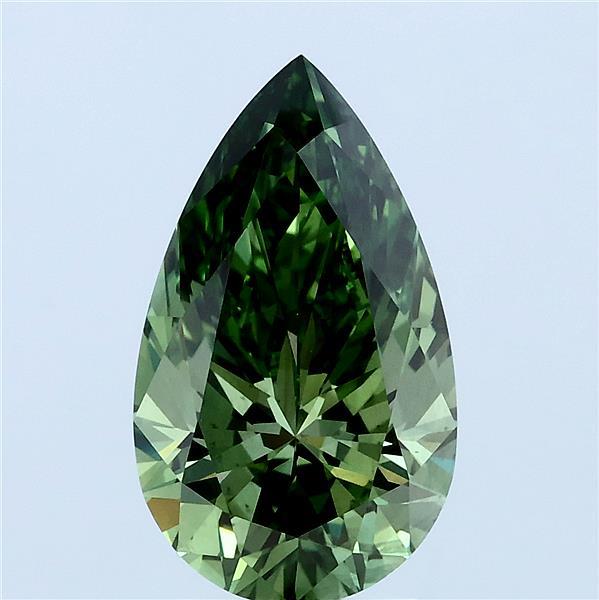 2.97ct Pear FANCY VIVID GREEN VS2 Lab Created Diamond