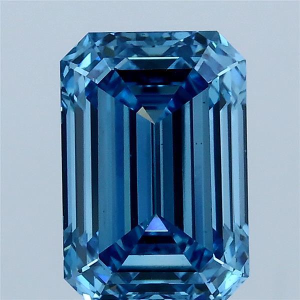 1.85ct Emerald FANCY VIVID BLUE VS2 Lab Created Diamond
