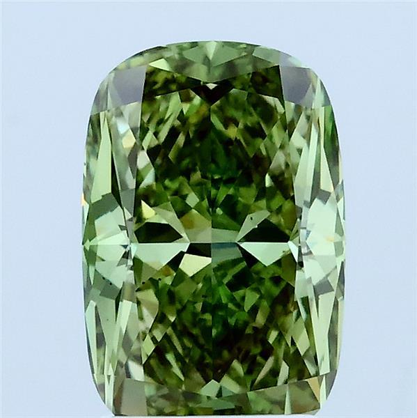 2ct Cushion FANCY VIVID GREEN VS2 Lab Created Diamond