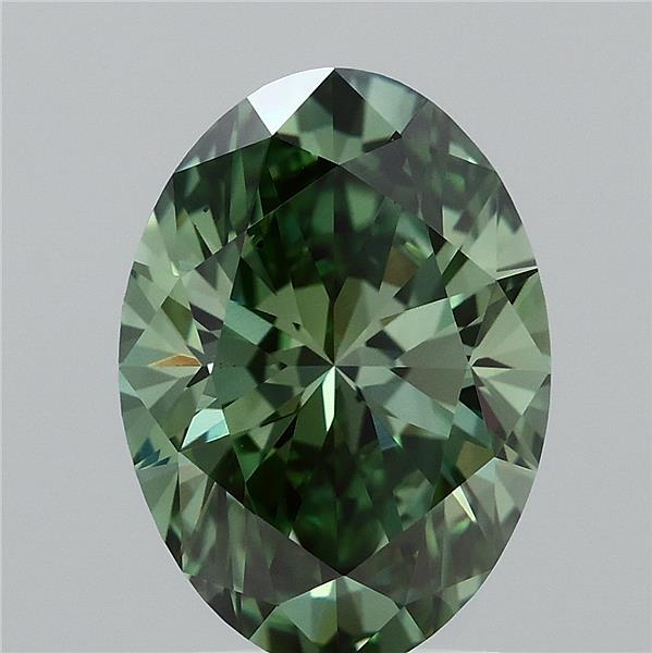 2.02ct Oval FANCY VIVID GREEN VS2 Lab Created Diamond