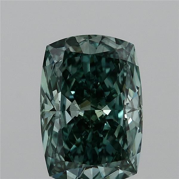 3.05ct Cushion FANCY VIVID GREEN VS2 Lab Created Diamond