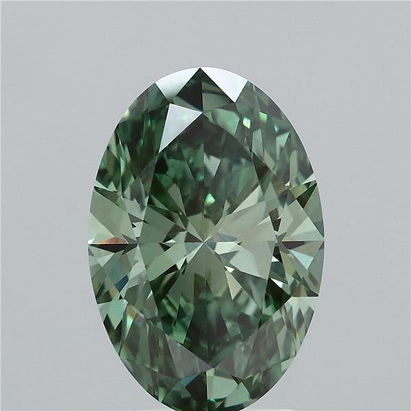 2.9ct Oval FANCY VIVID GREEN VVS2 Lab Created Diamond