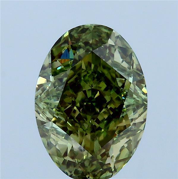 3.18ct Oval FANCY VIVID GREEN VS1 Lab Created Diamond