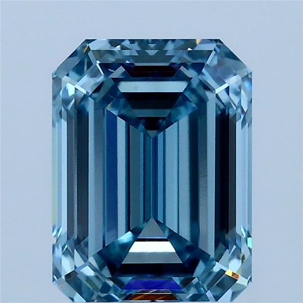 2ct Emerald FANCY VIVID BLUE VS2 Lab Created Diamond
