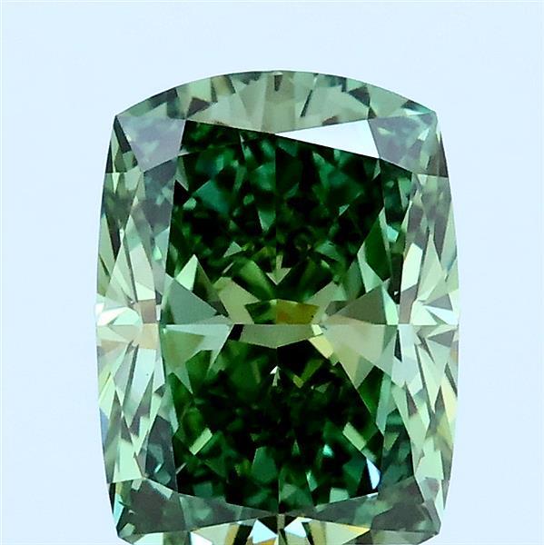 2.01ct Cushion FANCY VIVID GREEN VS1 Lab Created Diamond