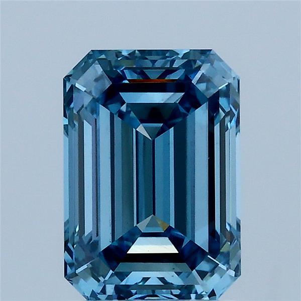 1.91ct Emerald FANCY VIVID BLUE VS1 Lab Created Diamond