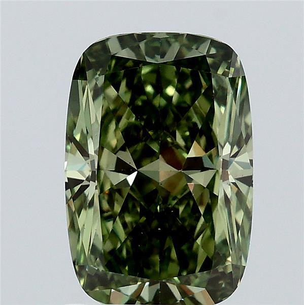 2.03ct Cushion FANCY VIVID GREEN VS1 Lab Created Diamond