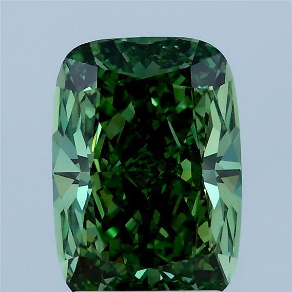 2.09ct Cushion FANCY VIVID GREEN VS1 Lab Created Diamond