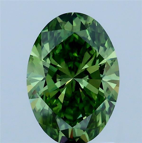 1.52ct Oval FANCY VIVID GREEN VS2 Lab Created Diamond