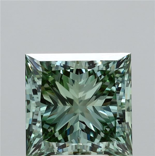 5.24ct Princess FANCY VIVID GREEN VVS2 Lab Created Diamond