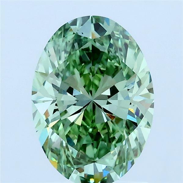 1.55ct Oval FANCY VIVID GREEN VS1 Lab Created Diamond