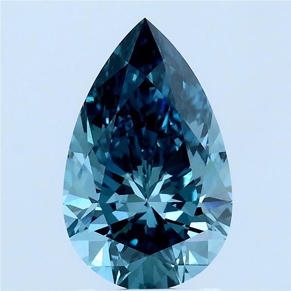1.53ct Pear FANCY VIVID BLUE GREEN VS1 Lab Created Diamond
