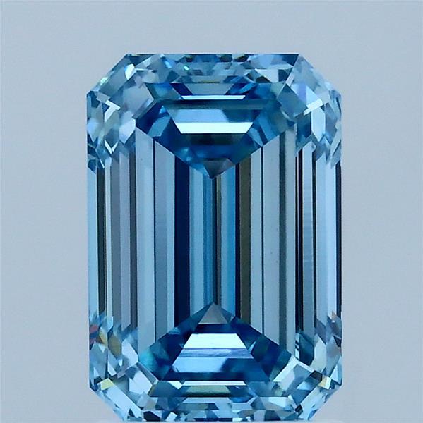 2.06ct Emerald FANCY VIVID BLUE VS1 Lab Created Diamond