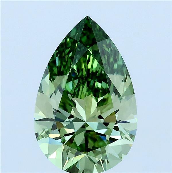 1.61ct Pear FANCY VIVID GREEN VVS2 Lab Created Diamond
