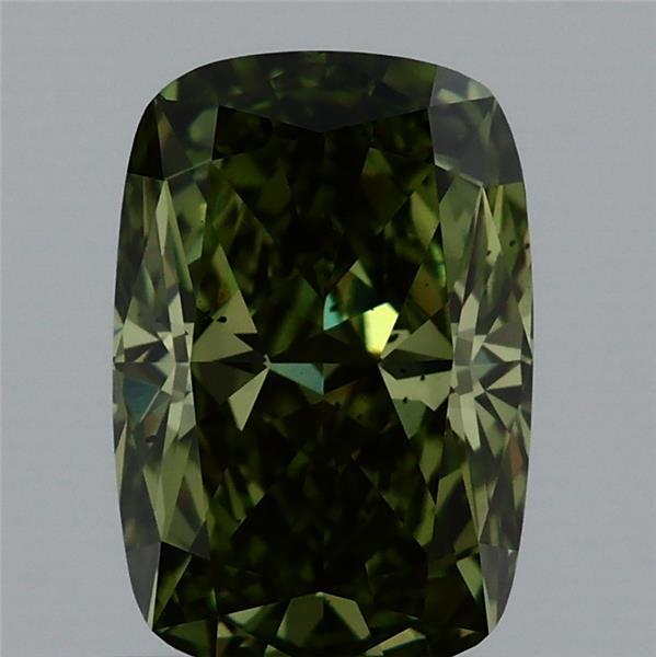 1.47ct Cushion FANCY VIVID GREEN VS2 Lab Created Diamond