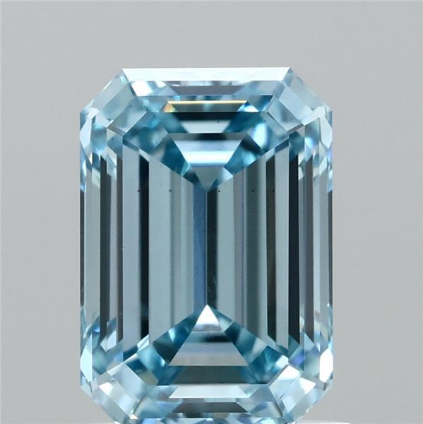 1.5ct Emerald FANCY VIVID BLUE VS2 Lab Created Diamond