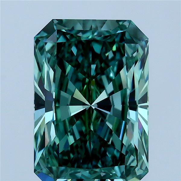 3.26ct Radiant FANCY VIVID GREEN VVS2 Lab Created Diamond
