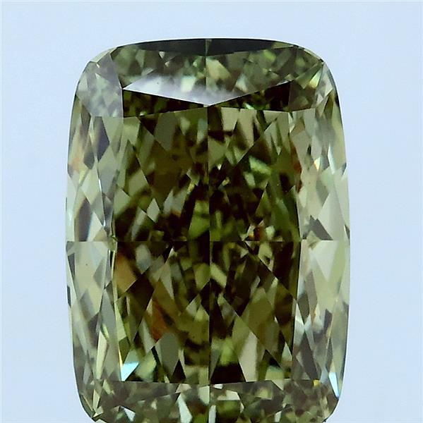 3.51ct Cushion FANCY VIVID GREEN VS1 Lab Created Diamond