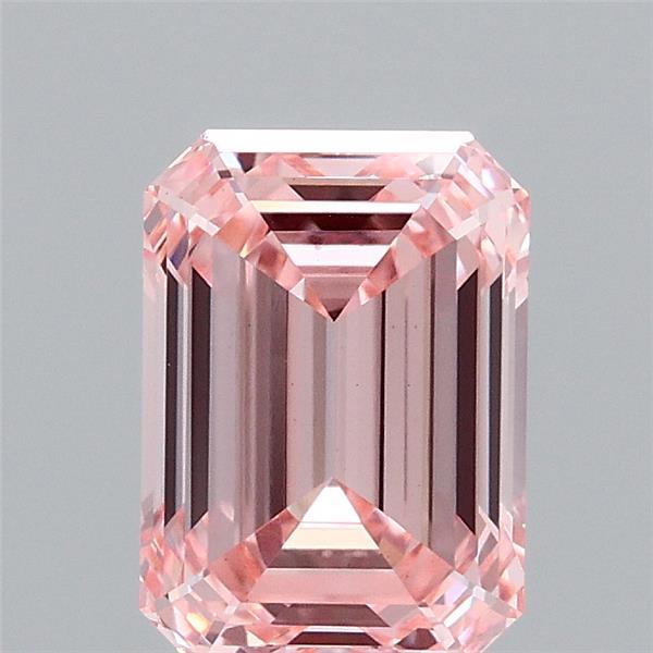 1.55ct Emerald FANCY VIVID PINK VS1 Lab Created Diamond