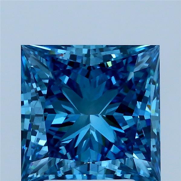 3ct Princess FANCY VIVID BLUE VS1 Lab Created Diamond