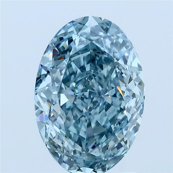 2.02ct Oval FANCY VIVID GREENISH BLUE VS2 Lab Created Diamond