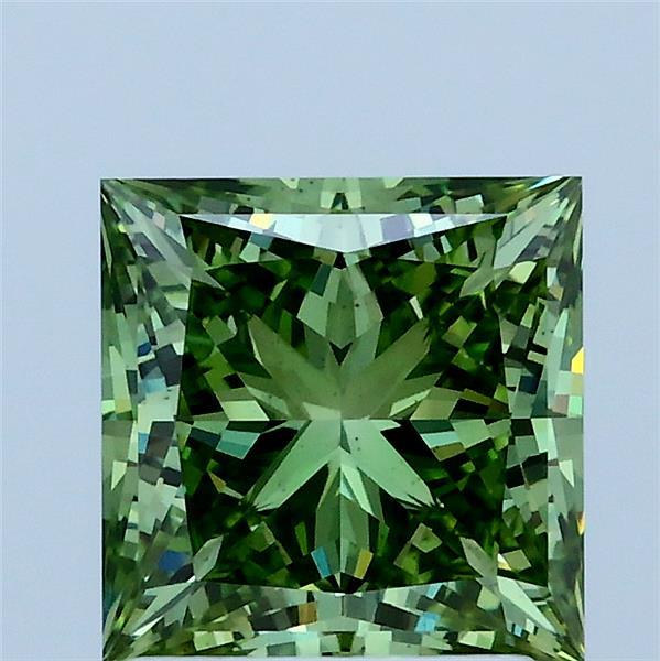 2.1ct Princess FANCY VIVID GREEN VS2 Lab Created Diamond