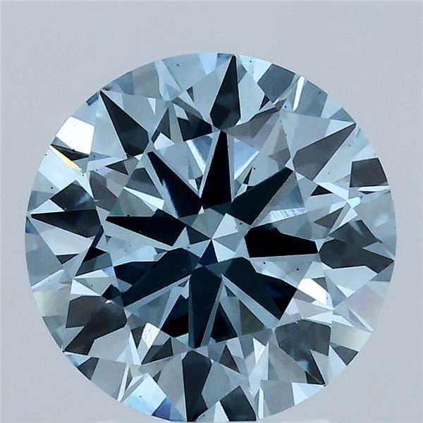 3ct Round FANCY VIVID BLUE VS2 Lab Created Diamond