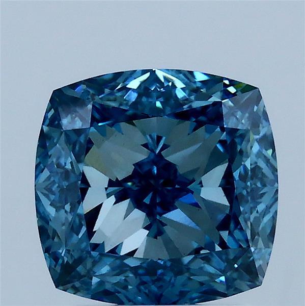 2.6ct Cushion FANCY VIVID BLUE VS1 Lab Created Diamond