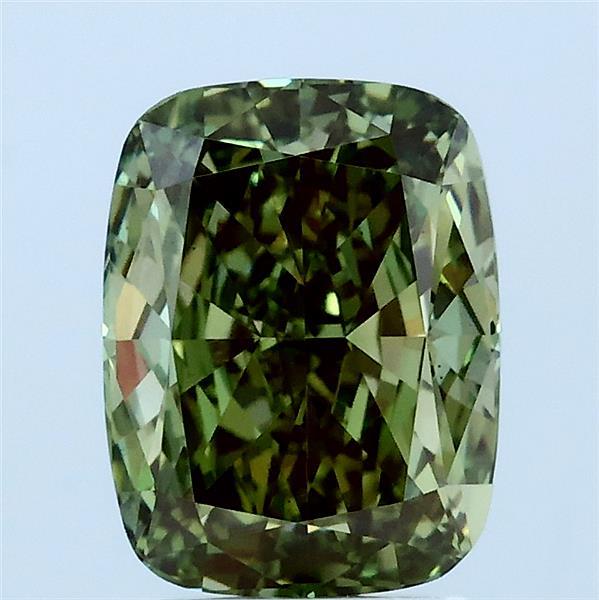 2.06ct Cushion FANCY VIVID GREEN VS1 Lab Created Diamond