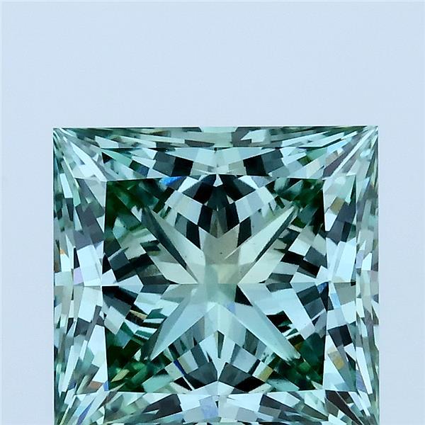 4.07ct Princess FANCY VIVID GREEN VS1 Lab Created Diamond