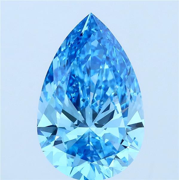 3ct Pear FANCY VIVID BLUE VS1 Lab Created Diamond