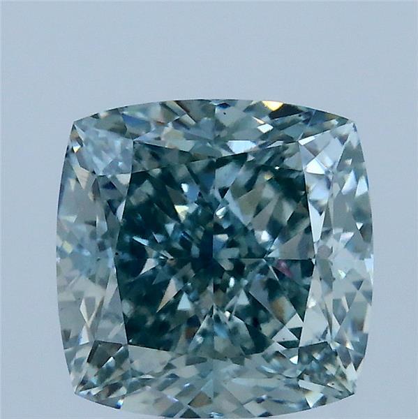 3.05ct Cushion FANCY INTENSE GREEN BLUISH VS1 Lab Created Diamond