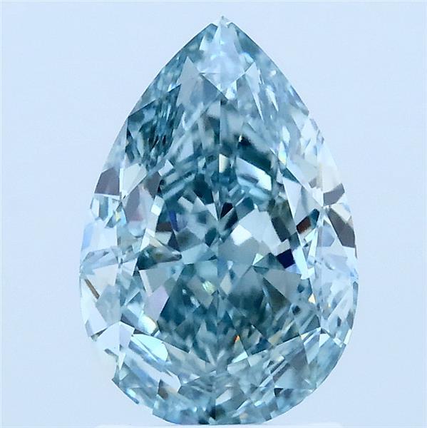 2.03ct Pear FANCY VIVID GREENISH BLUE VVS2 Lab Created Diamond