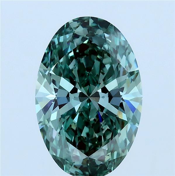 2.56ct Oval FANCY VIVID GREEN VS1 Lab Created Diamond
