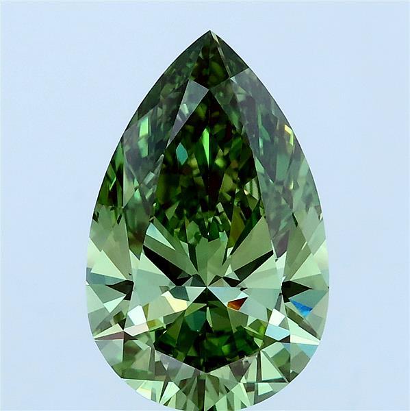 3ct Pear FANCY VIVID GREEN VVS2 Lab Created Diamond