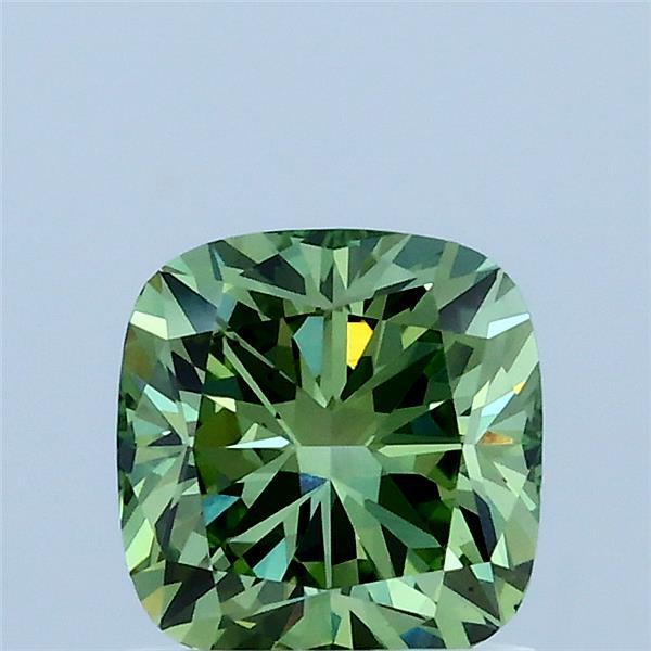 1.14ct Cushion FANCY VIVID GREEN VS2 Lab Created Diamond
