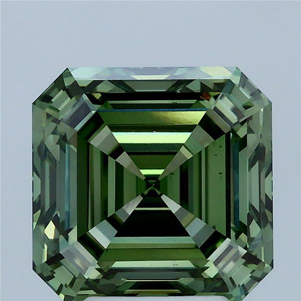4.04ct Asscher FANCY VIVID GREEN VS1 Lab Created Diamond
