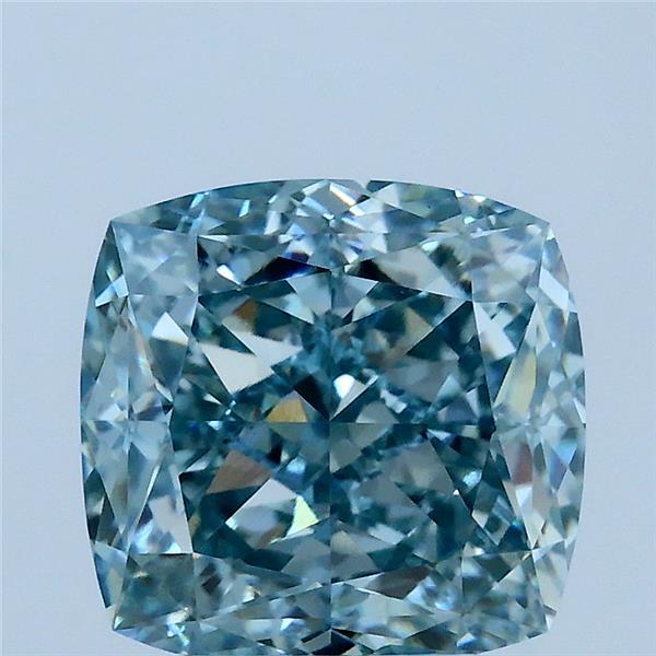 4.07ct Cushion FANCY INTENSE BLUISH GREEN VVS2 Lab Created Diamond