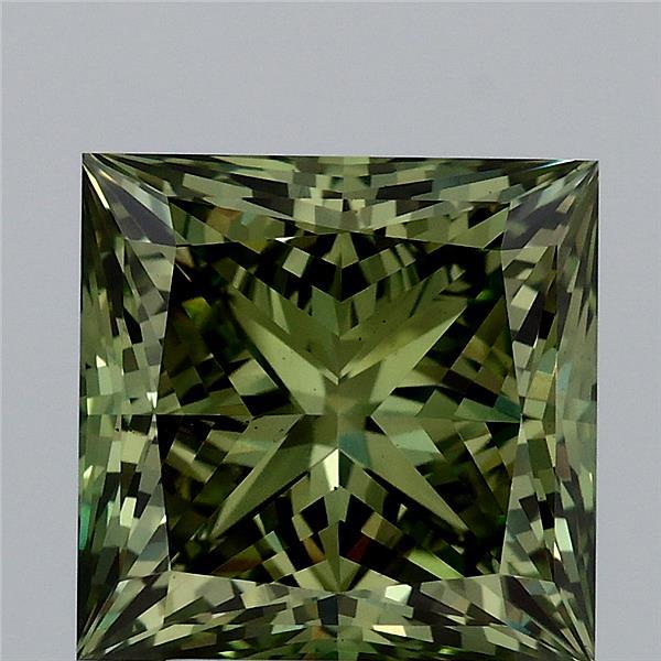 4.07ct Princess FANCY VIVID GREEN VS1 Lab Created Diamond