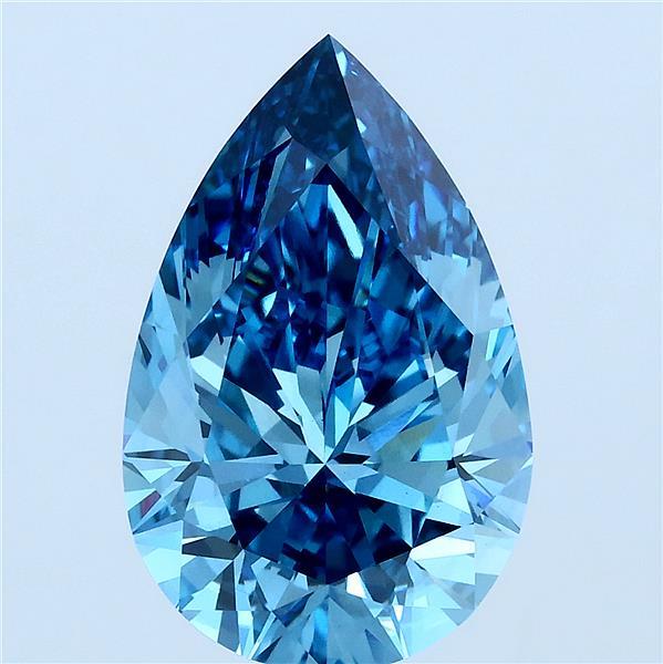 5.1ct Pear FANCY VIVID BLUE VS1 Lab Created Diamond